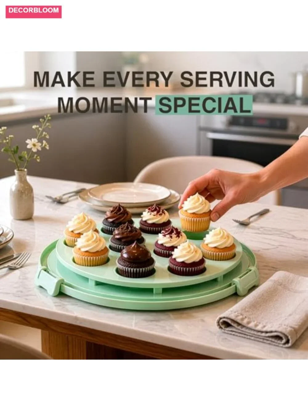 Nonstick Bundt Cake Pan Set with Carrier Lid Mint Green